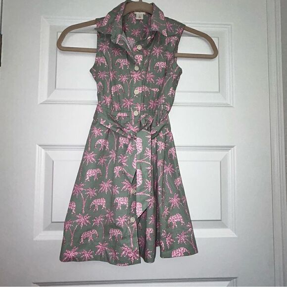 J.Crew Crewcuts Girls Elephant Print Sleeveless Shirt Dress - Picture 1 of 5